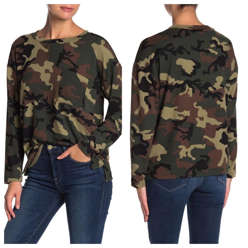 NEW Sanctuary Camo Pocket Sweatshirt Size XS Petite
